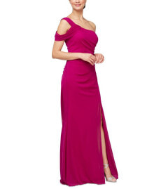 Alex Evenings women's Ruched One-Shoulder Gown