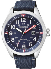Мужские наручные часы с ремешком Мужские наручные с синим текстильным ремешком Citizen AW5000-16L Eco-Drive Sports Mens 43mm 10 ATM