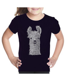 LA Pop Art big Girl's Word Art T-shirt - Llama