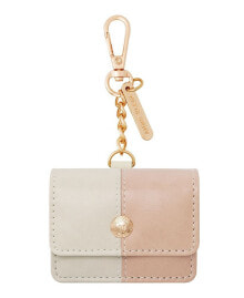 Women's Blush Pink and Beige Faux Leather Holder with Rose Gold-Tone Alloy