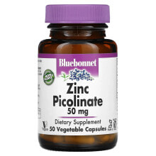 Цинк Bluebonnet Nutrition, Zinc Picolinate, 50 mg, 50 Vegetable Capsules