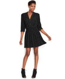 Rachel Roy Women's Long Sleeve Faux Wrap Dress Black XS