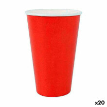 Set of glasses Algon Disposable Cardboard Red 10 Pieces 350 ml (20 Units)