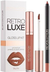Makeup Revolution Retro Luxe LIp Kits Metalic Sovereign Набор: жидкий блеск и контур для губ