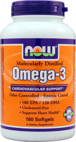 Рыбий жир и Омега 3, 6, 9 NOW Foods Omega-3 Cardiovascular Support  Омега-3 для сердечно-сосудистой поддержки 180 гелевых капсул