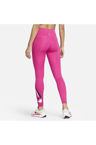 One Dri Fit Big Double Swoosh Leggings Toparlayıcı 2 Iç Cepli Pembe Tayt