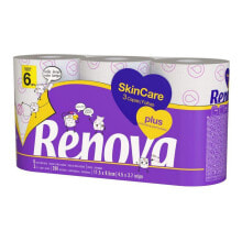 Туалетная бумага и бумажные полотенца Renova Skin Care Туалетная бумага 3 слойная  6 рулонов 1,5 х 9,5 см