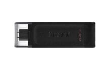 USB flash drives kingston DataTraveler 70 - 64 GB - USB Type-C - 3.2 Gen 1 (3.1 Gen 1) - Cable - 7 g - Black