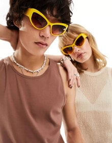 Купить мужские солнцезащитные очки Jeepers Peepers: Jeepers Peepers racer sunglasses in yellow