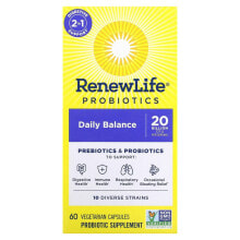 Пребиотики и пробиотики renew Life, Пробиотики, Daily Balance, 60 вегетарианских капсул