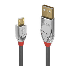 Компьютерные разъемы и переходники Lindy 36654 USB кабель 5 m 2.0 USB A Micro-USB B Серый