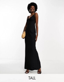 Купить черные женские платья-шифт Vesper Tall: Vesper Tall v neck low back maxi dress in black