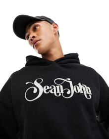 Купить мужские толстовки Sean John: Sean John retro pullover hoodie in black with logo print