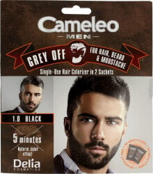Delia Cameleo Grey Off 01 Black Мужской камуфлирующий крем для волос, бороды и усов, оттенок черный 15 х 2 мл