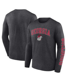 Fanatics men's Branded Heather Charcoal Georgia Bulldogs Distressed Arch Over Logo Long Sleeve T-shirt