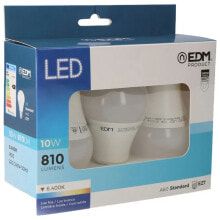 EDM LED Bulb E27 10W 810 Lumens 6400K 3 Units