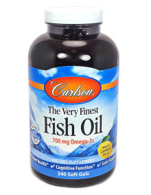 Рыбий жир и Омега 3, 6, 9 Carlson The Very Finest Fish Oil Lemon Рыбий жир омега-3 ЭПК и ДГК 700 мг 240 гелевых капсул