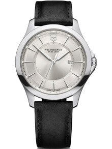 Мужские наручные часы с черным кожаным ремешком Victorinox 241905 Alliance mens 40mm 10ATM