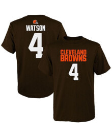 Outerstuff big Boys Deshaun Watson Brown Cleveland Browns Mainliner Player Name and Number T-shirt