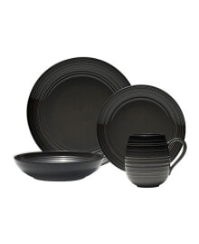 Swirl Graphite Coupe 4 Piece Place Setting, Service for 1