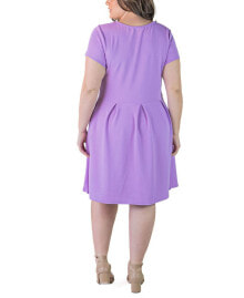 Купить женские платья 24seven Comfort Apparel: Plus Size Scoop Neck Knee Length Pocket Dress