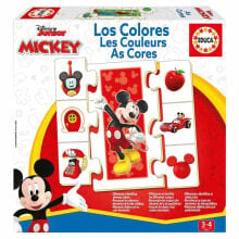 Детские развивающие пазлы eDUCA BORRAS Los Colores Mickey And Friends Wooden Puzzle