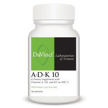 Витамин А DaVinci Laboratories ADK 10  Пищевая добавка с витаминами A, D3 и K2 (как MK-7) вегетарианская 90 капсул