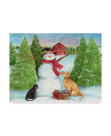 Trademark Global melinda Hipsher 'Snowman Dog And Cat Farm Horizontal' Canvas Art - 35