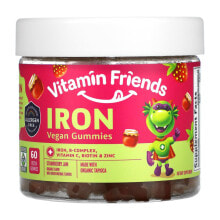 Железо Vitamin Friends, жевательные таблетки с железом, со вкусом клубники, 60 жевательных таблеток с пектином