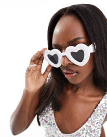 Купить мужские солнцезащитные очки Jeepers Peepers: Jeepers Peepers bubble heart sunglasses in white