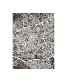 Trademark Global michael Tompsett Rotterdam Netherlands City Map Black Canvas Art - 15.5