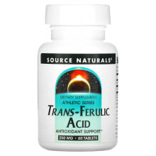 Антиоксиданты Source Naturals, Athletic Series, транс-феруловая кислота, 250 мг, 60 таблеток