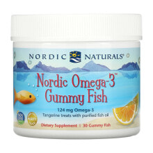 Нордик Натуралс, Nordic Omega-3 Gummy Fish, «мандариновые лакомства», 124 мг, 30 жевательная таблеток в форме рыбок