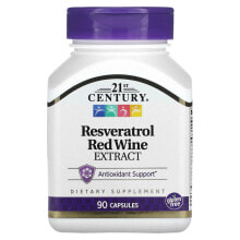 Антиоксиданты 21st Century, Ресвератрол, экстракт плодов красного винного сорта винограда, 90 капсул