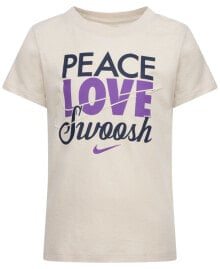 Little Girls Ringlet Peace Love Swoosh Graphic T-Shirt купить онлайн