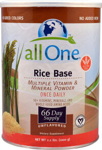 Витаминно-минеральные комплексы All One Nutritech Rice Base Multiple Vitamin and Mineral Powder Мультивитаминно-минеральный порошок на основе риса Без глютена Без вкуса 1000 г