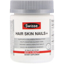 Витамины и БАДы для кожи Свисс, Ultiboost, Hair Skin Nails+, добавка для здоровья волос, кожи и ногтей, 60 таблеток (Товар снят с продажи) 