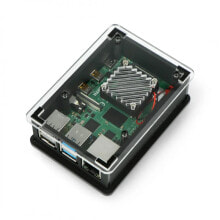 Компьютерные корпуса для игровых ПК корпус Acrylic case with 5V cooling fan for Raspberry Pi 4 - black - PiHut TPH-001