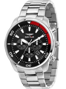 Мужские наручные часы с браслетом Sector R3273602018 Oversize Chronograph 48mm 10ATM