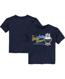 Nike toddler Boys and Girls Navy Milwaukee Brewers City Connect Graphic T-shirt