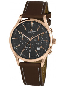 Мужские наручные часы с коричневым кожаным ремешком Jacques Lemans 1-2068Q Retro Classic chrono mens 41mm 5ATM