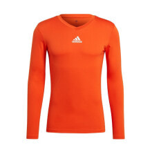 Мужские лонгсливы мужской спортивный лонгслив с длинным рукавом оранжевый с логотипом Adidas Team Base