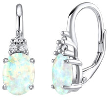 Ювелирные серьги silver earrings with white synthetic opal Olivia LPS1508W