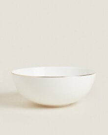 Porcelain salad bowl with gold rim