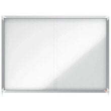 NOBO Premium Plus 18xA4 Sheets Magnetic White Surface Interior Display Case With Sliding Door