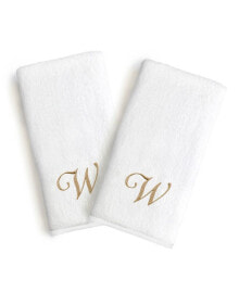 Linum Home linum Gray Font Monogrammed Luxury 100% Turkish Cotton Novelty 2-Piece Hand Towels, 16