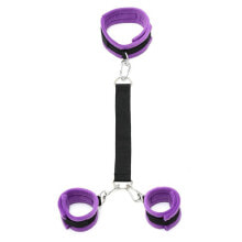 Маска или ошейник для БДСМ BONDAGE PLAY Handcuffs to Collar with Leash Adjustable Purple