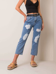 Женские джинсы кюлоты с высокой посадкой укороченные рваные голубые Factory Price