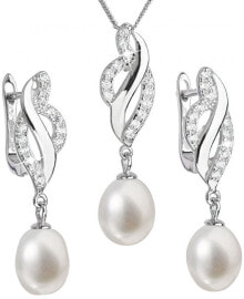 Наборы женских ювелирных украшений Luxurious silver service with natural pearls Pavon 29021.1