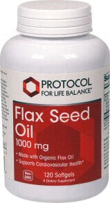Рыбий жир и Омега 3, 6, 9 Protocol For Life Balance Flax Seed Oil Масло семян льна содержит большое количество альфа-линоленовой кислоты, жирной кислоты Омега-3 1000 мл 120 гелевых капсул